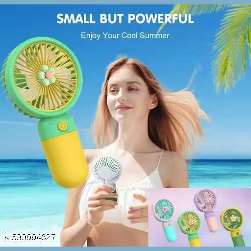 PACK OF 2 Portable Cartoon Shaped Handheld USB Rechargeable Small Fan & Student Desktop Phone Holder (Pack Of 2)