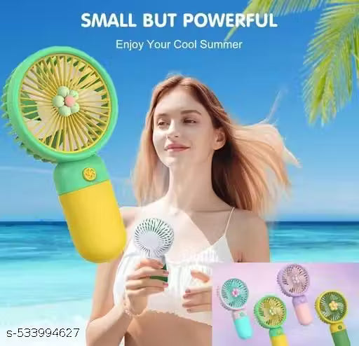 PACK OF 2 Portable Cartoon Shaped Handheld USB Rechargeable Small Fan & Student Desktop Phone Holder (Pack Of 2)