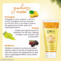 Globus Naturals De Tan Face Cream, Enriched with Pineapple & Grapes, Tan Removal, Anti Pollution & Oil Control Formula, Chemical Free, Cruelty Free, Suitable For All Skin Types, 100 gm