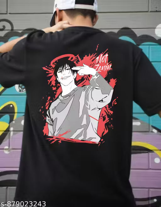 Garmin Men Oversized Drop-Shoulder Cotton T-Shirt | Toji Fushiguro Dark Anime Print | Trendy Oversized Streetwear Tshirt