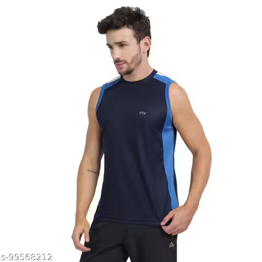 FTX Men's Colorblocked Round Blue Active Tshirts