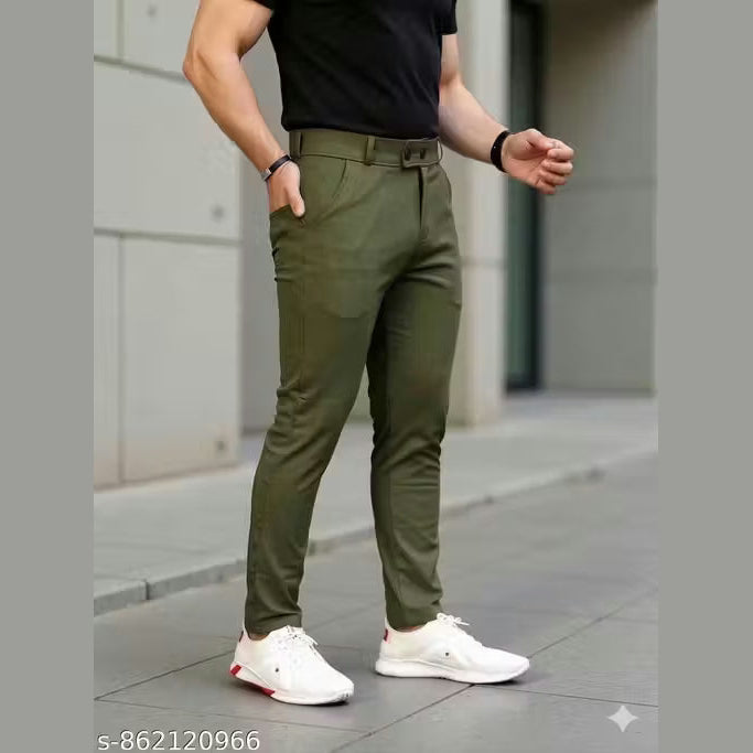 Men Regular fit Formal Stretchable with Expandable Waist pant.