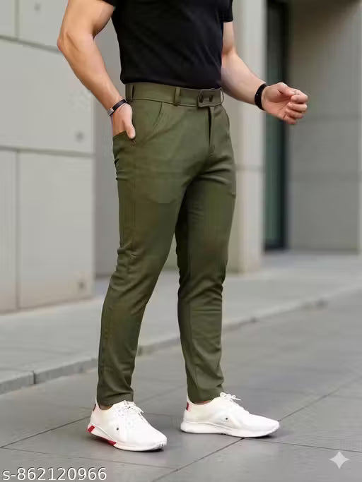 Men Regular fit Formal Stretchable with Expandable Waist pant.
