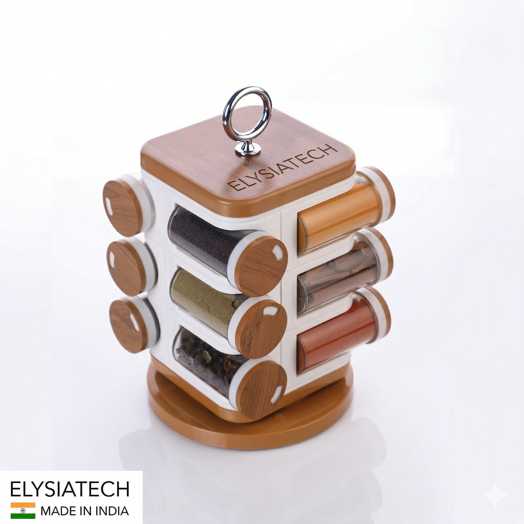 Elysiatech 12-jar Revolving Spice Rack Masala Box
