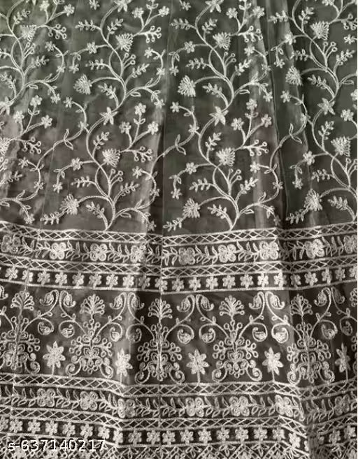 Silk Embroidered Red Semi-Stitched Lehenga with Unstitched Blouse and Silk Dupatta