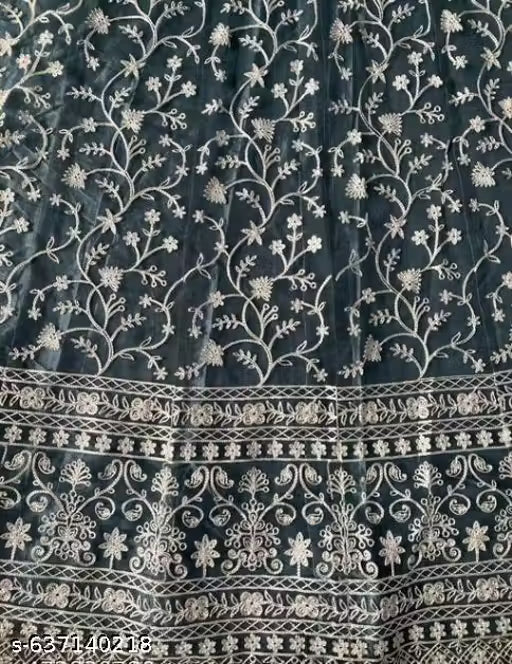 Silk Embroidered Red Semi-Stitched Lehenga with Unstitched Blouse and Silk Dupatta