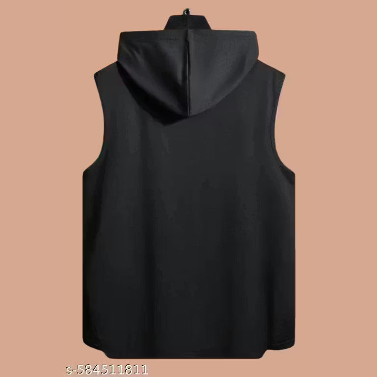 Men'S Stylish Printed Polyester Hooded Tshirt for Gym/Running/Sports