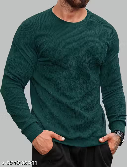 Abban Men's Waffle Tank Tops Full sleeves Round Neck Popcon Fabric Polycotton T-Shirt for Spring Wear,Summer Wear, winter wear Running and Outdoor tshirt