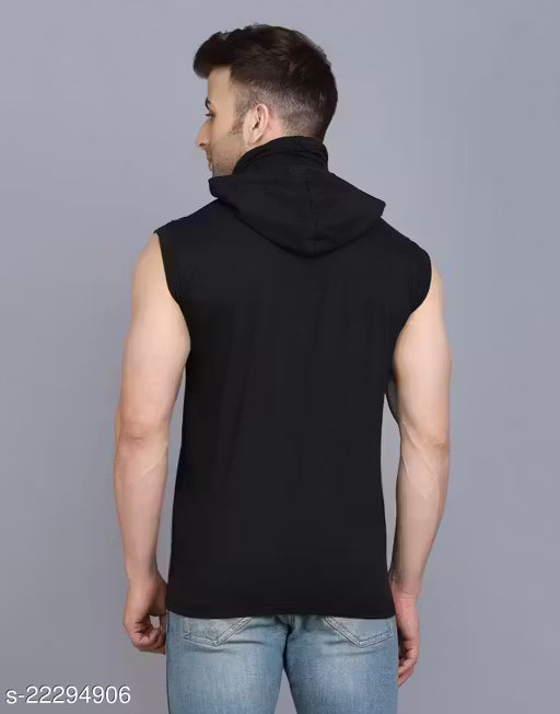 Fascista Men's Solid Hood Black Tshirts