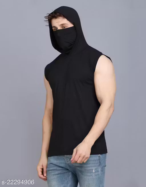Fascista Men's Solid Hood Black Tshirts