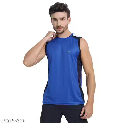 FTX Men's Colorblocked Round Blue Active Tshirts