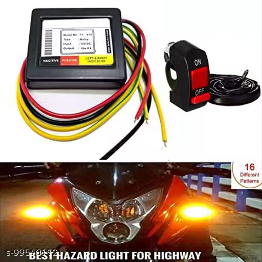 GETSOCIO BHF-01 Universal Bike Hazard Flasher, Waterproof 16 Patterns Flasher Relay for LED/Bulb Indicators + Free On/Off Switch