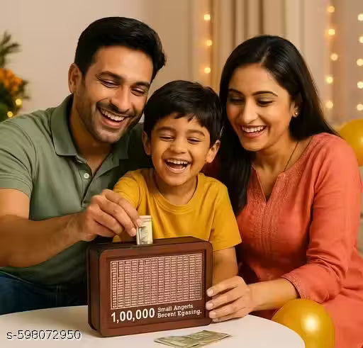 Wooden Money Bank | Money Saving Box Wooden | Piggy Bank | Wooden Coin Piggy Bank | Cash Box | Rs 100000 Saving Box | Saving Challenge Box | Traditional Gullak | Decorative Money Bank | Handcrafted Coin Box | Money Bank for Kids | Wooden Saving Box Gift |