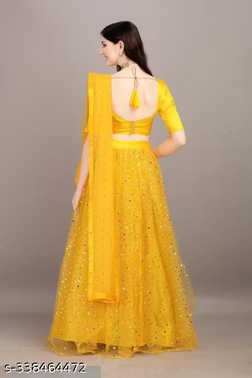 DESIGNER WOMEN LEHENGA Self Design Semi Stitched Lehenga Choli (Yellow) |Lehenga Choli|