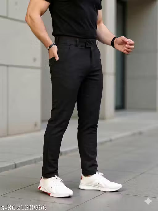 Men Regular fit Formal Stretchable with Expandable Waist pant.