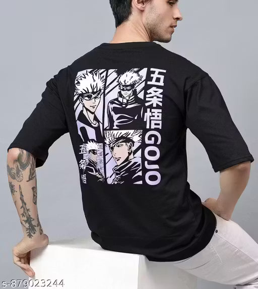 Garmin Men Oversized Drop-Shoulder Cotton T-Shirt | Toji Fushiguro Dark Anime Print | Trendy Oversized Streetwear Tshirt