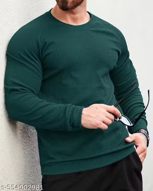 Abban Men's Waffle Tank Tops Full sleeves Round Neck Popcon Fabric Polycotton T-Shirt for Spring Wear,Summer Wear, winter wear Running and Outdoor tshirt