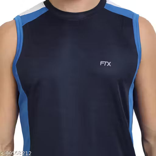 FTX Men's Colorblocked Round Blue Active Tshirts