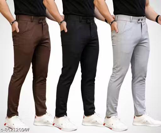 Men Regular fit Formal Stretchable with Expandable Waist pant.
