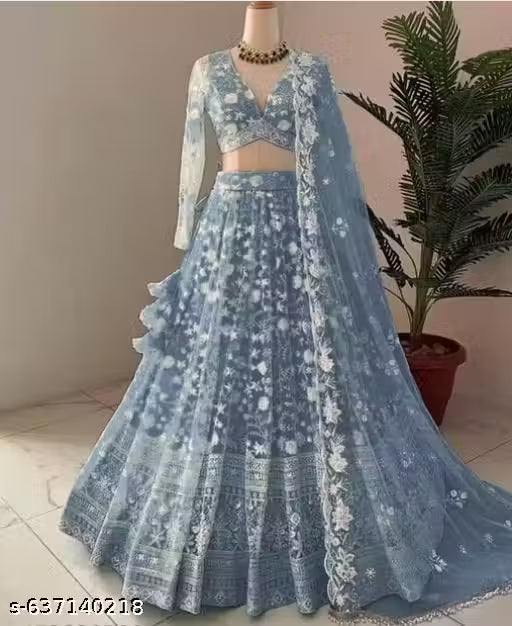 Silk Embroidered Red Semi-Stitched Lehenga with Unstitched Blouse and Silk Dupatta