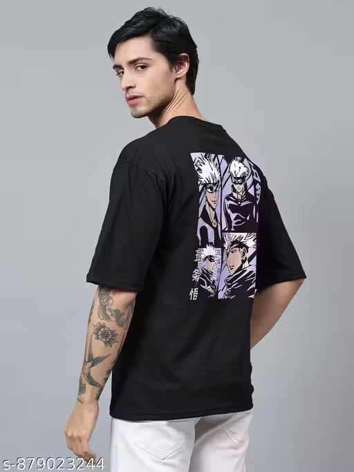 Garmin Men Oversized Drop-Shoulder Cotton T-Shirt | Toji Fushiguro Dark Anime Print | Trendy Oversized Streetwear Tshirt
