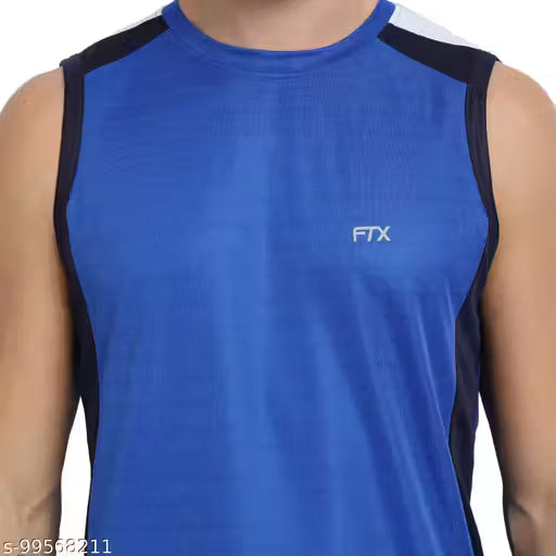 FTX Men's Colorblocked Round Blue Active Tshirts