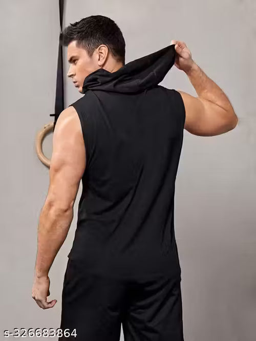 CLIFFIX Men's Heathered Hood Black Active Tshirts