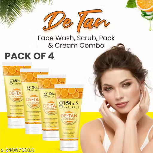 Globus Naturals De Tan Face Cream, Enriched with Pineapple & Grapes, Tan Removal, Anti Pollution & Oil Control Formula, Chemical Free, Cruelty Free, Suitable For All Skin Types, 100 gm