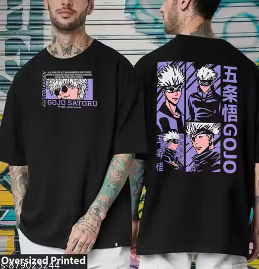 Garmin Men Oversized Drop-Shoulder Cotton T-Shirt | Toji Fushiguro Dark Anime Print | Trendy Oversized Streetwear Tshirt