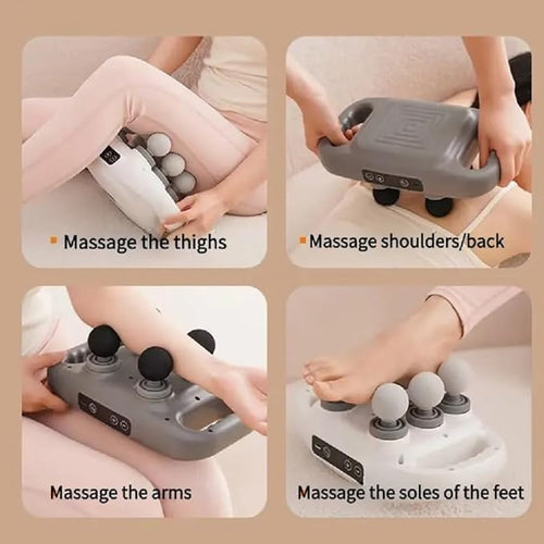 4-Head Massage Gun Deep Tissue Pro - Percussion Massager Gun 20 & 6 Massage Modes, Timing Full Body Massager for Pain Relief, Back, Legs, Neck (1),