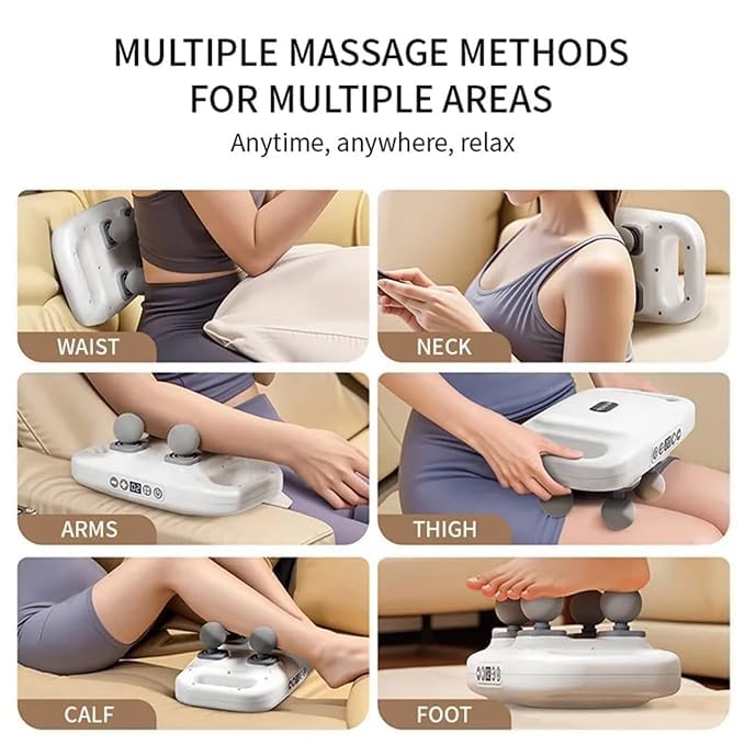 4-Head Massage Gun Deep Tissue Pro - Percussion Massager Gun 20 & 6 Massage Modes, Timing Full Body Massager for Pain Relief, Back, Legs, Neck (1),