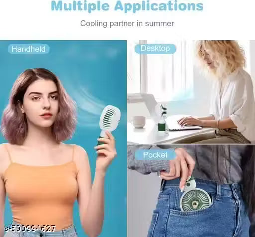 PACK OF 2 Portable Cartoon Shaped Handheld USB Rechargeable Small Fan & Student Desktop Phone Holder (Pack Of 2)