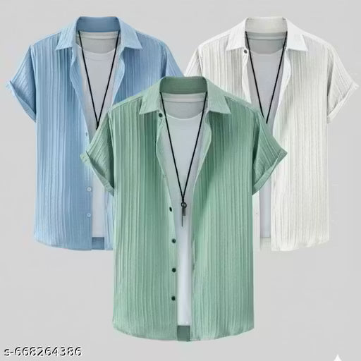 Men's Half Sleeve Casual Shirt (Without T-Shirt) || Men's Combo Shirt (PACK OF 3) || Trendy Solid Printed Men's Shirt