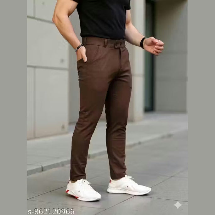 Men Regular fit Formal Stretchable with Expandable Waist pant.