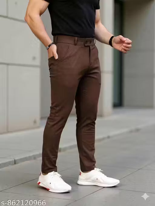 Men Regular fit Formal Stretchable with Expandable Waist pant.