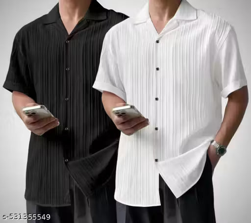 Men Shirt Combo Pack of 2 | Casual & Party Wear Popcorn Shirts | haf Sleeve | Trendy New Design
