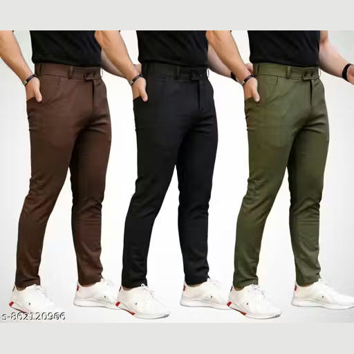 Men Regular fit Formal Stretchable with Expandable Waist pant.