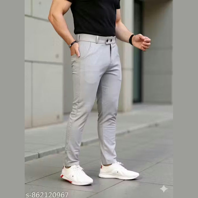 Men Regular fit Formal Stretchable with Expandable Waist pant.