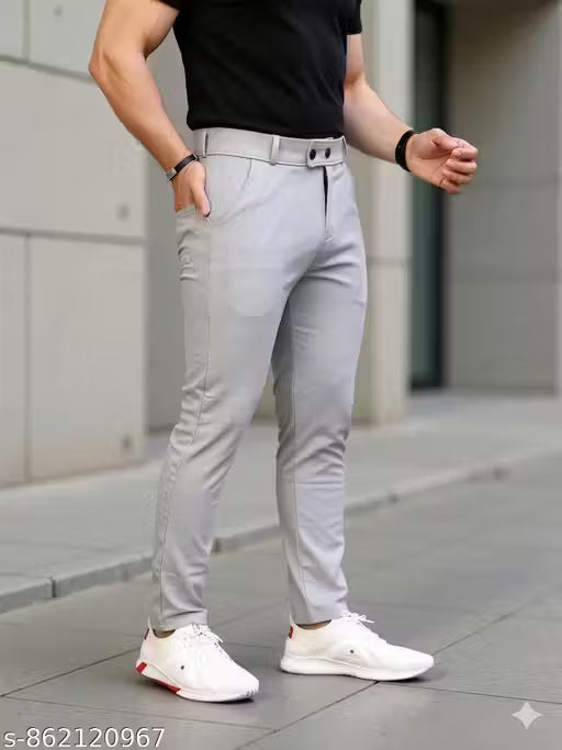 Men Regular fit Formal Stretchable with Expandable Waist pant.