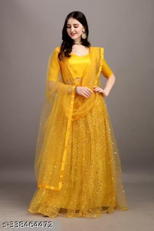 DESIGNER WOMEN LEHENGA Self Design Semi Stitched Lehenga Choli (Yellow) |Lehenga Choli|
