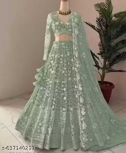 Silk Embroidered Red Semi-Stitched Lehenga with Unstitched Blouse and Silk Dupatta