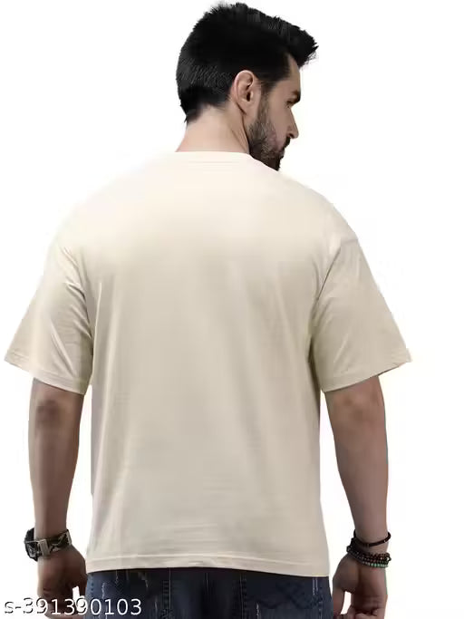 LEOTUDE Men's Typography Regular Round White Tshirts