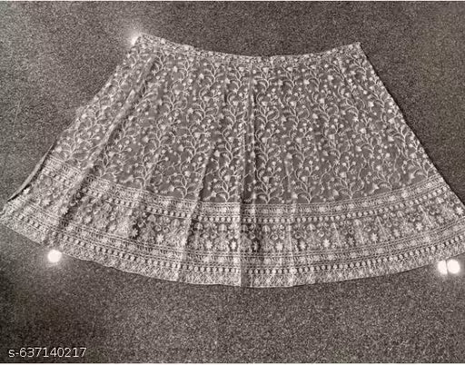 Silk Embroidered Red Semi-Stitched Lehenga with Unstitched Blouse and Silk Dupatta