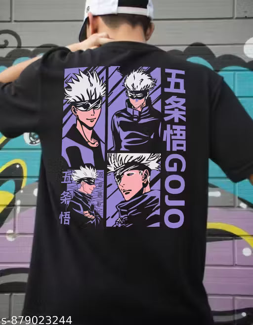 Garmin Men Oversized Drop-Shoulder Cotton T-Shirt | Toji Fushiguro Dark Anime Print | Trendy Oversized Streetwear Tshirt